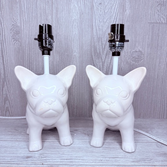 Target French bulldog cermic white lamps 2015/2016 one repairs as shown lights - Picture 10 of 15